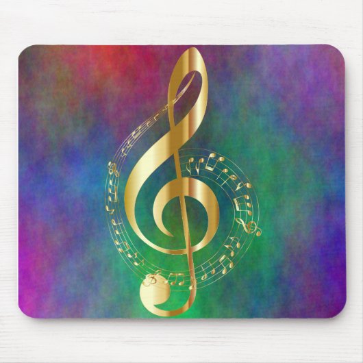 Gold Treble Clef Colorful Design Muismat (Voorkant)