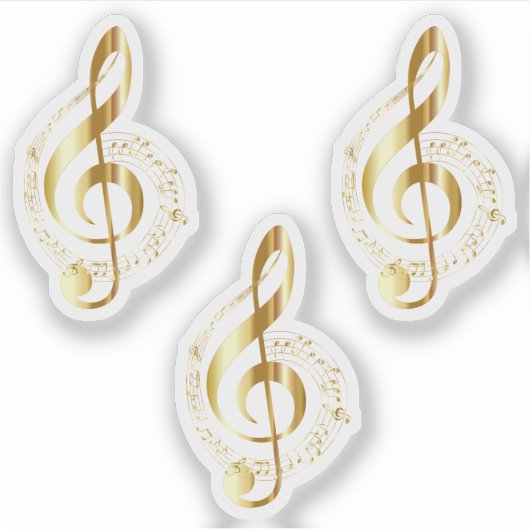 Gold Treble Clef Contour Sticker (Voorkant)