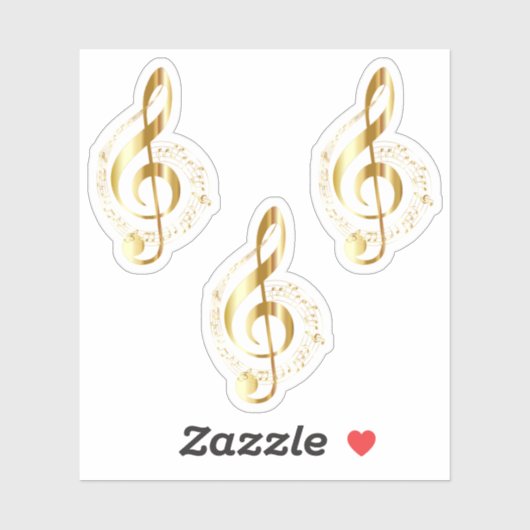 Gold Treble Clef Contour Sticker (Vel)