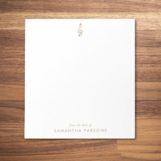 Gold Treble Clef Eenvoudige Elegante Muziek Leraar Notitieblok