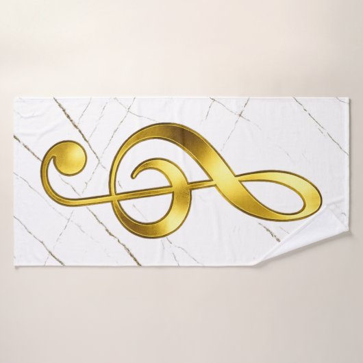 Gold Treble Clef Marble Home Decor Badhanddoek (Badhanddoek)