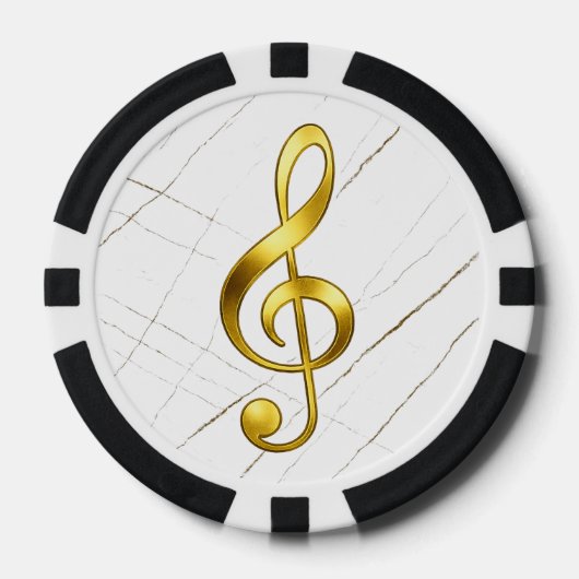 Gold Treble Clef Marble Home Decor Poker Chips (Voorkant)