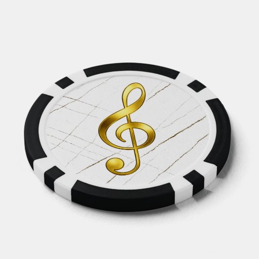 Gold Treble Clef Marble Home Decor Poker Chips (Enkel)