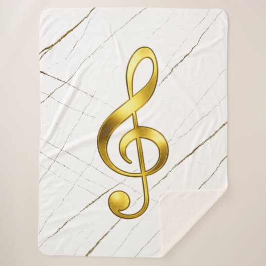 Gold Treble Clef Marble Home Decor Sherpa Deken (Voorkant)