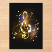 Gold Treble Clef Music Acryl Uitnodigingen (Voorkant)