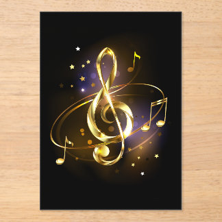 Gold Treble Clef Music Acryl Uitnodigingen
