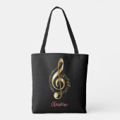 Gold Treble Clef Music Canvas tas (Achterkant)