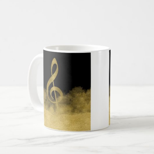 Gold Treble Clef Music Cloud Koffiemok (Voorkant links)