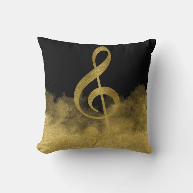 Gold Treble Clef Music Cloud Kussen (Voorkant)