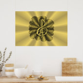 Gold Treble Clef Music Design Poster (Keuken)