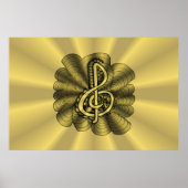Gold Treble Clef Music Design Poster (Voorkant)