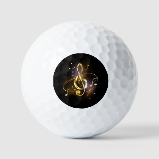 Gold Treble Clef Music Golfballen (Voorkant)