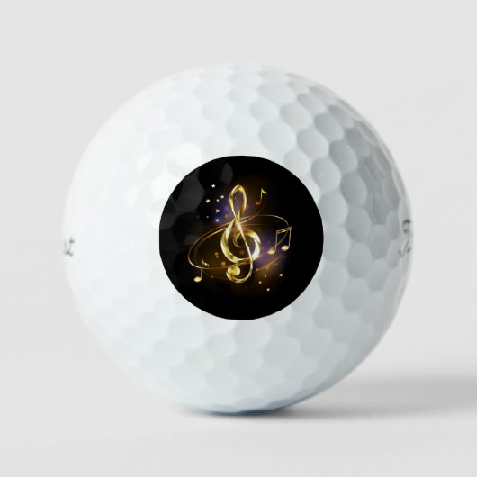 Gold Treble Clef Music Golfballen (Voorkant)