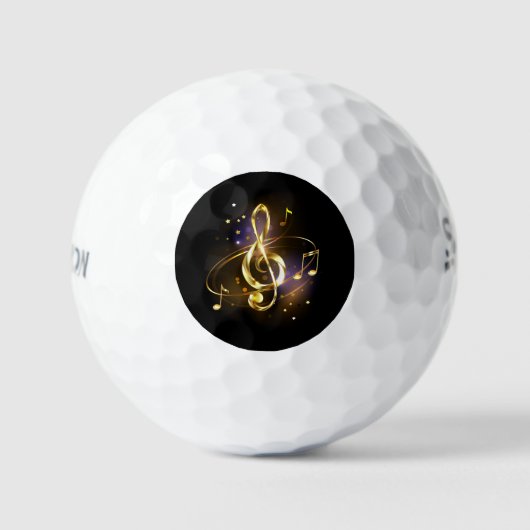 Gold Treble Clef Music Golfballen (Voorkant)