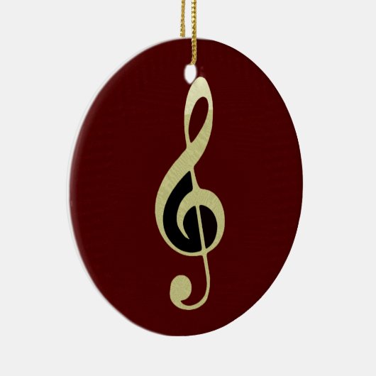 Gold Treble Clef Music Ornament (Rechts)