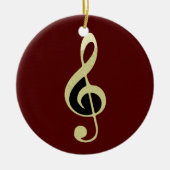 Gold Treble Clef Music Ornament (Voorkant)