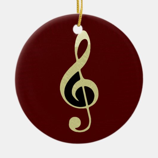 Gold Treble Clef Music Ornament (Voorkant)