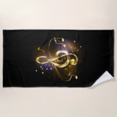 Gold Treble Clef Music Strandlaken (Voorkant)