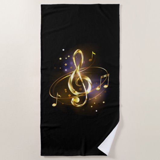 Gold Treble Clef Music Strandlaken (Voorkant)