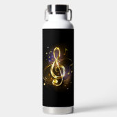 Gold Treble Clef Music Waterfles (Voorkant)