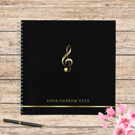 Gold Treble Clef Muziek Kantoor Teacher Elegant Notitieboek
