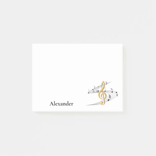 Gold Treble Clef Muzieknoten - Aangepast Post-it® Notes (Voorkant)