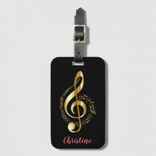 Gold Treble Clef persoonlijke muziek Bagagelabel