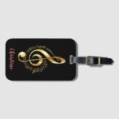 Gold Treble Clef persoonlijke muziek Bagagelabel (Voorkant (horizontaal))
