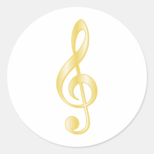 "Gold" Treble Clef Ronde Sticker