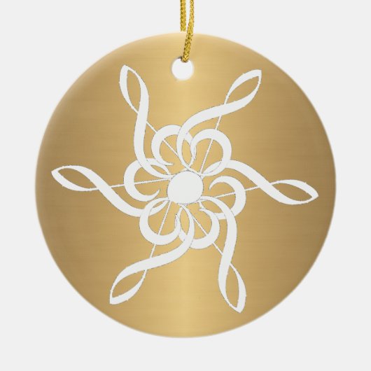 Gold Treble Clef Snowflake Musical Ornament (Voorkant)
