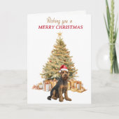 Gold Tree Airedale Terrier Dog Christmas Card Feestdagen Kaart (Voorkant)