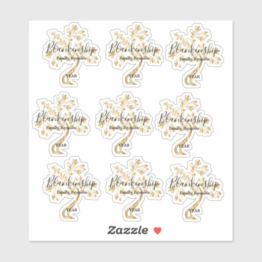 Gold Tree Art Family Reunion Sjabloon Sticker (Vel)