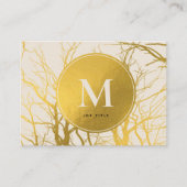 Gold Tree Branches Beige Monogram Professional Visitekaartje (Voorkant)
