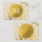Gold Tree Branches Beige Monogram Professional Visitekaartje (Voorkant / Achterkant)