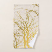 Gold Tree Branches Pattern Beige Background Bad Handdoek (Handdoek)
