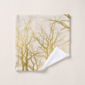 Gold Tree Branches Pattern Beige Background Bad Handdoek (Wasdoekje)