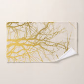 Gold Tree Branches Pattern Beige Background Bad Handdoek (Handdoek)