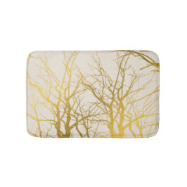 Gold Tree Branches Pattern Beige Background Badmat
