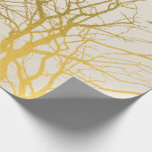 Gold Tree Branches Pattern Beige Background Cadeaupapier (Hoek)