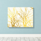 Gold Tree Branches Pattern Beige Background Canvas Afdruk (Insitu (Houten vloer))