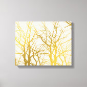 Gold Tree Branches Pattern Beige Background Canvas Afdruk (Voorkant)