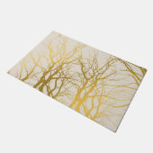 Gold Tree Branches Pattern Beige Background Deurmat (Schuin)