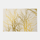 Gold Tree Branches Pattern Beige Background Deurmat (Voorkant)