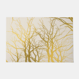 Gold Tree Branches Pattern Beige Background Deurmat