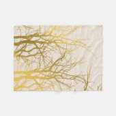 Gold Tree Branches Pattern Beige Background Fleece Deken (Voorkant (Horizontaal))