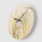 Gold Tree Branches Pattern Beige Background Grote Klok (Hoek)