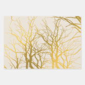 Gold Tree Branches Pattern Beige Background Inpakpapier Vel (Voorkant 3)