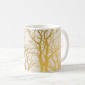 Gold Tree Branches Pattern Beige Background Koffiemok (Voorkant rechts)