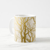 Gold Tree Branches Pattern Beige Background Koffiemok (Voorkant links)