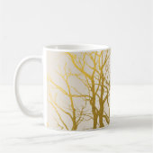 Gold Tree Branches Pattern Beige Background Koffiemok (Links)